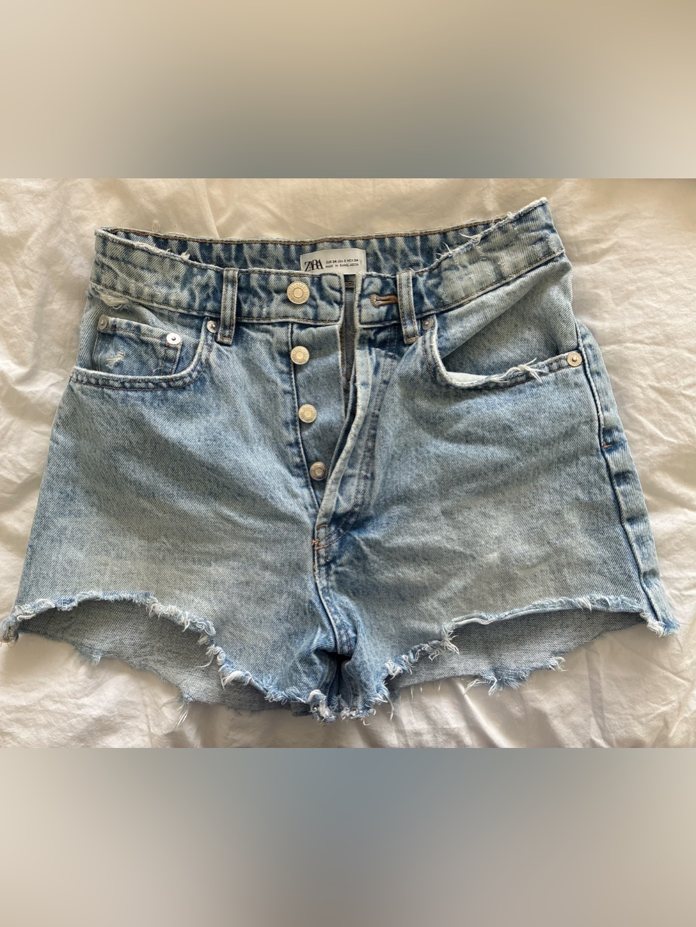 ZARA Light Wash Distressed Denim Cutoff Shorts